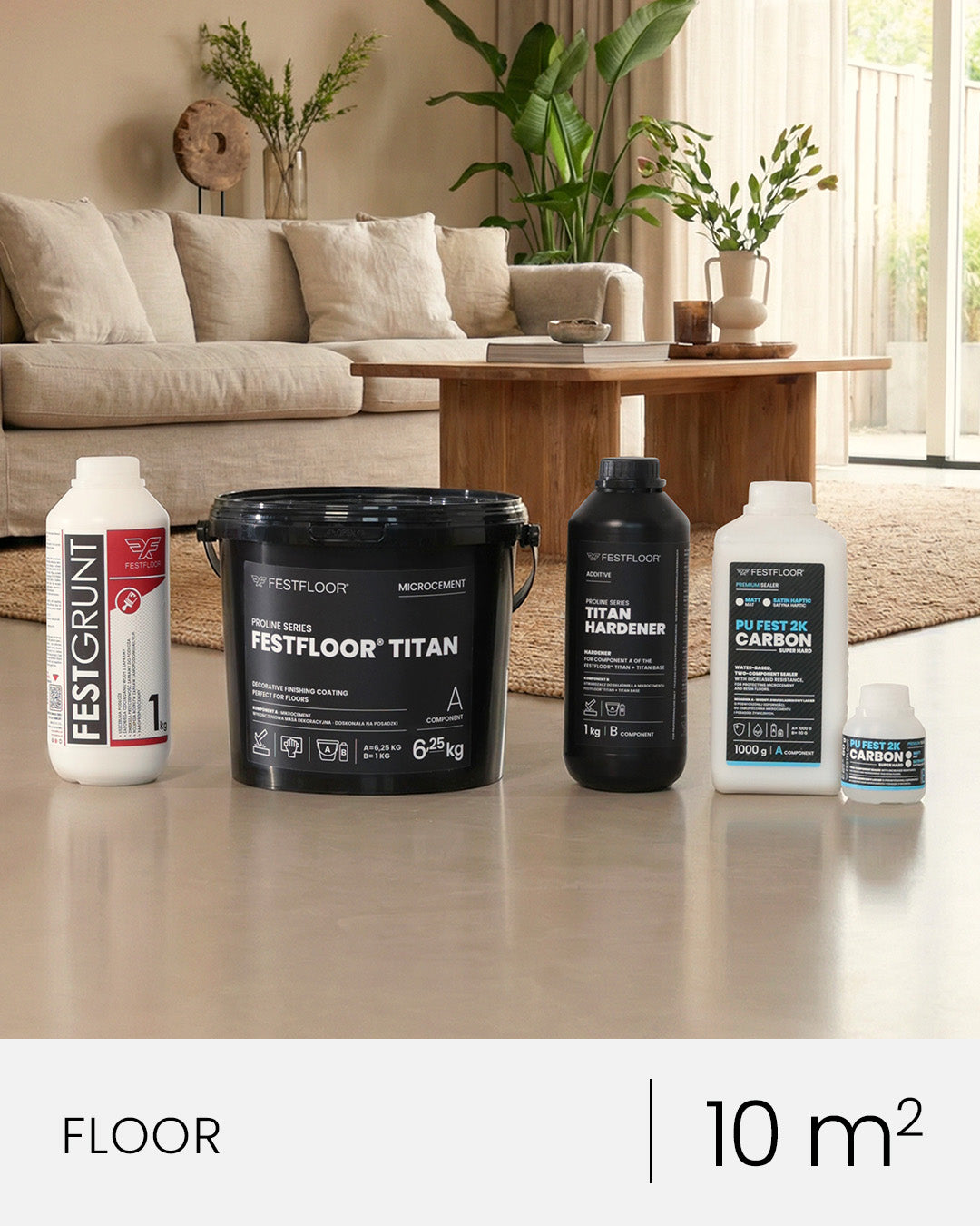 Zestaw mikrocementu na podłogę FESTFLOOR TITAN - 10m²