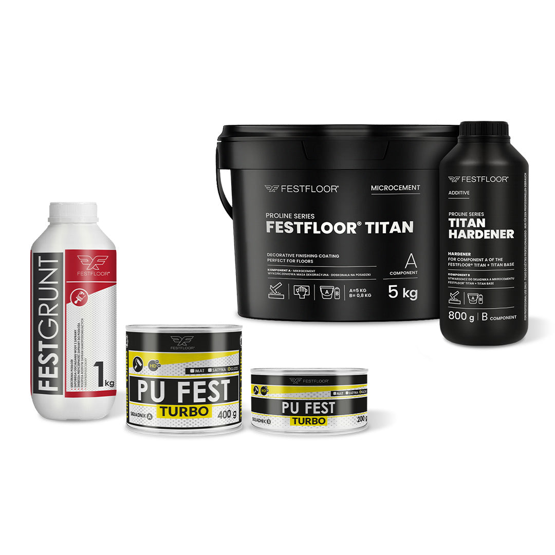 Zestaw mikrocementu na podłogę i płytki w łazience FESTFLOOR TITAN - 5m²