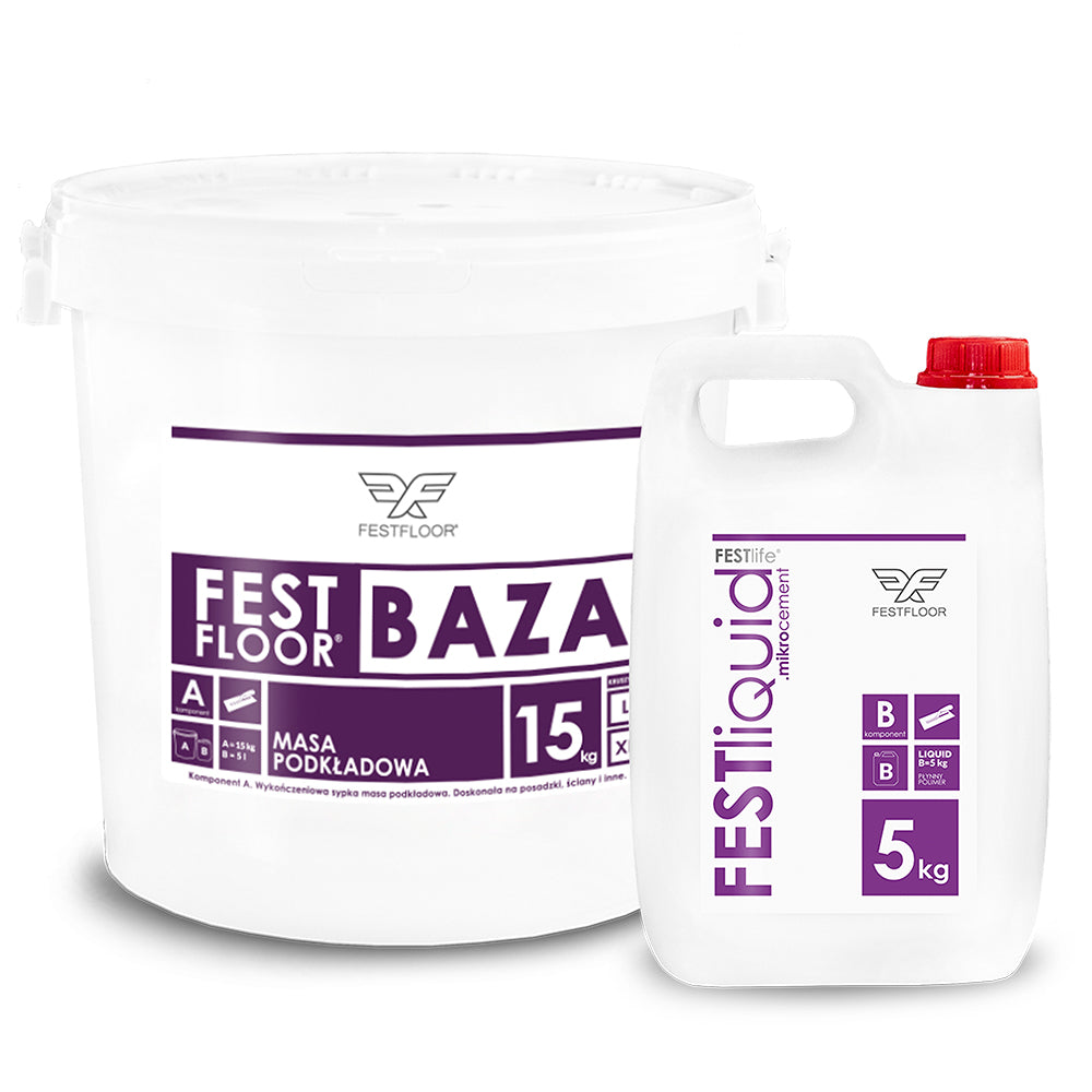 Zestaw mikrocementu na podłogę lakier super twardy - 10M²